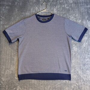 Buffalo David Bitton Sweater Mens XL Blue Pullover Short Sleeve Crewneck Polo